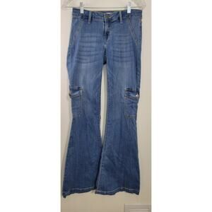 Cello Jeans Womens 6 Bell Bottoms Leg Pockets Boho Cottage Core Hippie Flared
